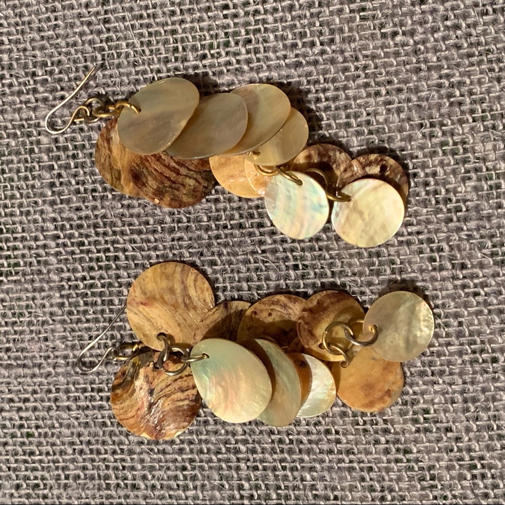Shell Disk Chandelier Earrings